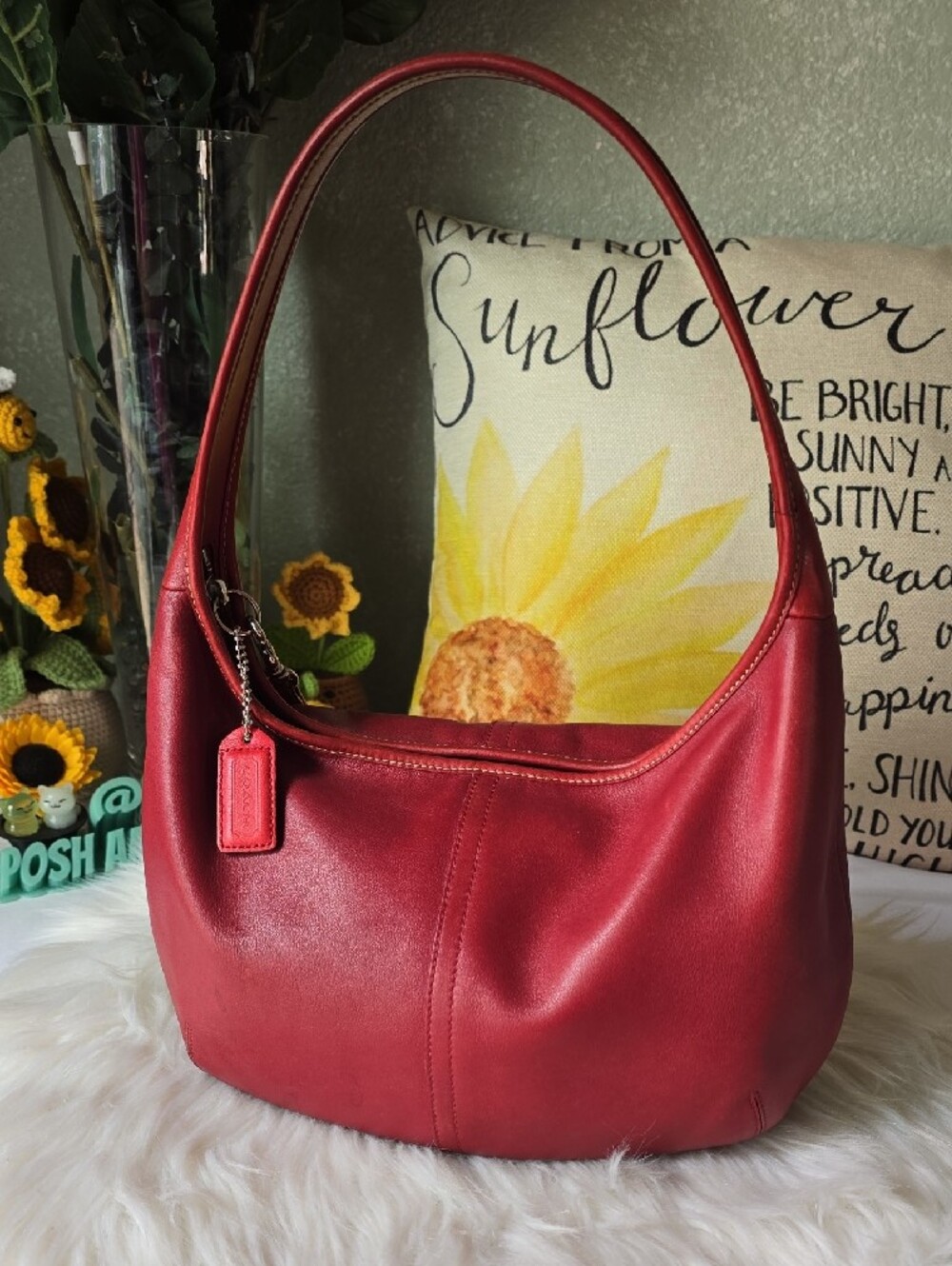 Coach Ergo Hobo Red Leather Shoulder Bag Y2k A04M-9219 - Picture 4 of 16